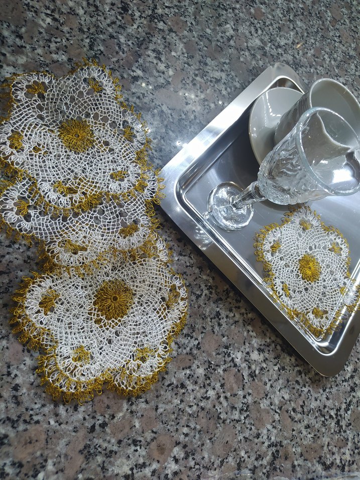 İşlemeli Beyaz Modern Klasik Tabak Altlığı ine oyasi - Görsel 3