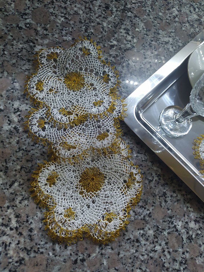 İşlemeli Beyaz Modern Klasik Tabak Altlığı ine oyasi - Görsel 2