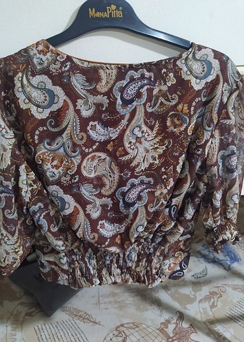 Düğmeli Bohem V Yaka Uzun Kollu Kadın Bluz - Görsel 4