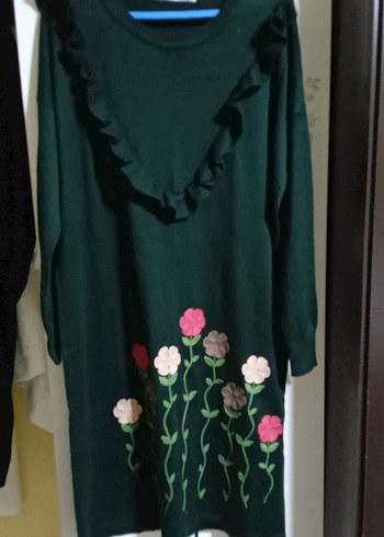 Uzun Kollu Yeşil Triko Tunik