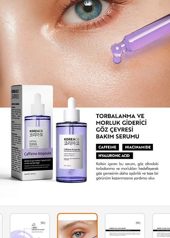 KOREACO Kafein Ampul 50ml - Vegan Anti-Aging Serum - Görsel 3