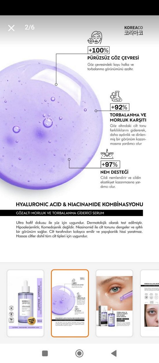 KOREACO Kafein Ampul 50ml - Vegan Anti-Aging Serum - Görsel 2