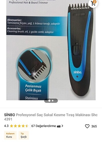 Sinbo erkek traş makinesi 