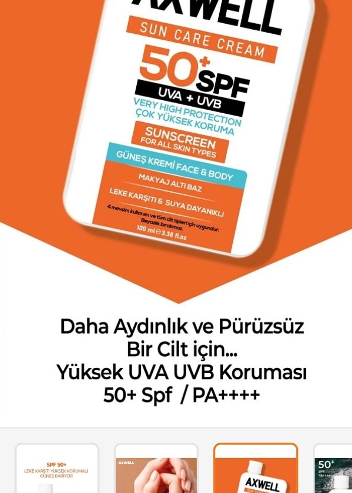Axwell güneş kremi  - Görsel 4