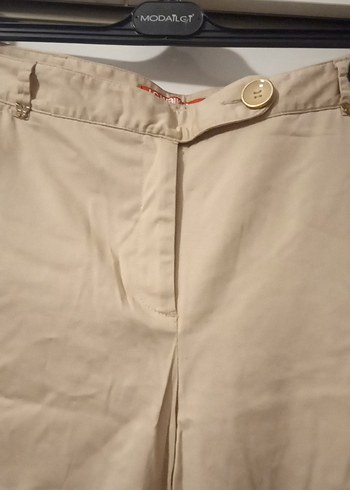 Bej Keten Kadın Bermuda Şort - Görsel 2