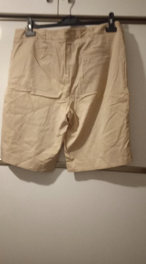 Bej Keten Kadın Bermuda Şort - Görsel 3