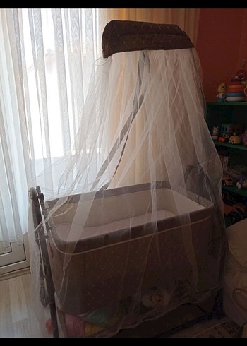 Açık Kahverengi Bebek Beşiği ve Sepeti - Görsel 2