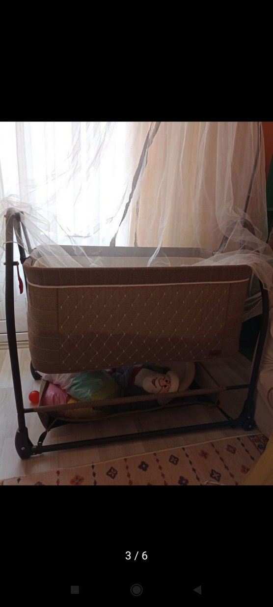 Açık Kahverengi Bebek Beşiği ve Sepeti - Görsel 3