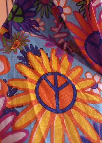 Renkli Çiçek Desenli yarım Kollu Gömlek - Görsel 4