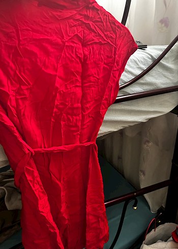 Parlak Kırmızı Midi Kadın Sabahlık - Görsel 3