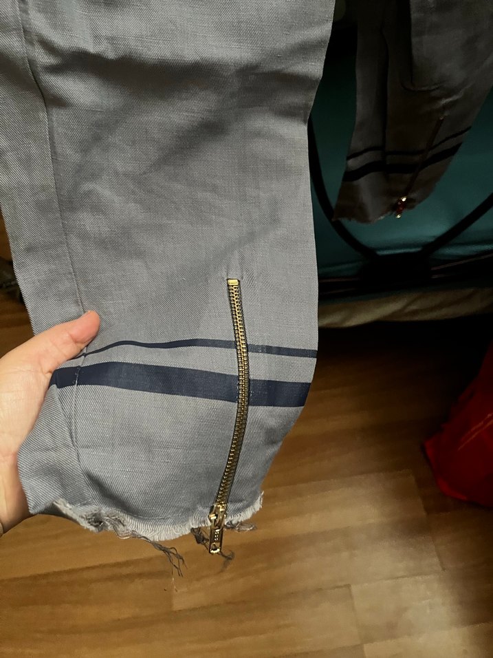 Gri Keten Kumaşlı Salaş Kadın Pantolon - Görsel 3