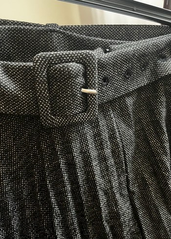 Gri Keten Pilili Uzun Etek - Görsel 4