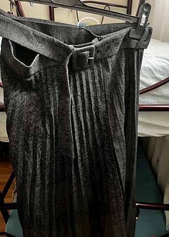 Gri Keten Pilili Uzun Etek - Görsel 6