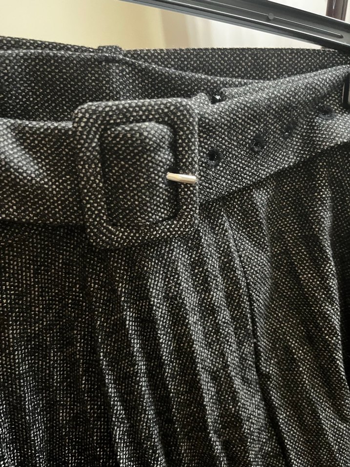 Gri Keten Pilili Uzun Etek - Görsel 4