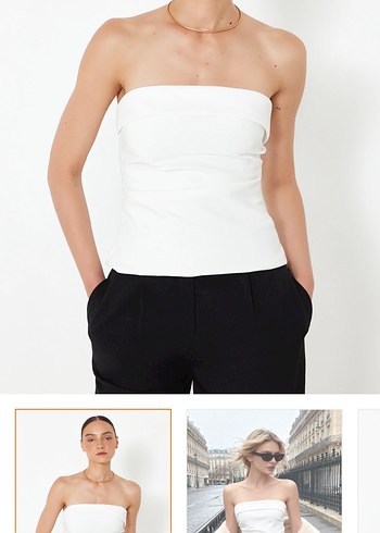 Trendyol & Milla Minimal Beyaz Straplez Top