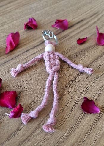 Pembe Püsküllü Bohem Anahtarlık