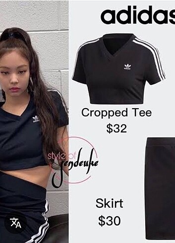 Adidas jennie rosé v neck crop tee