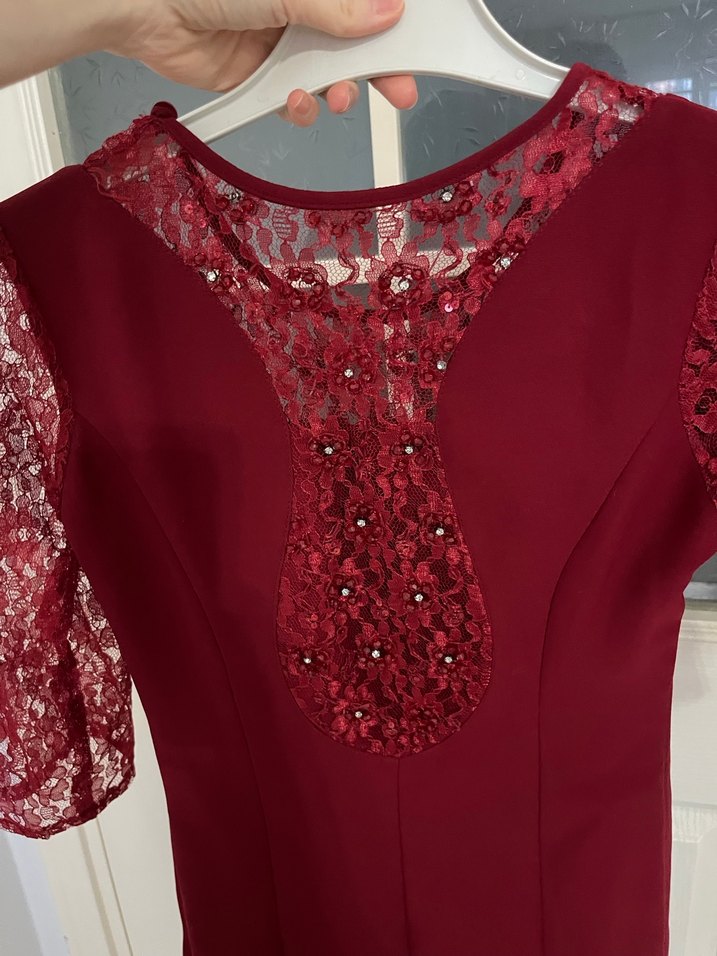 Bordo elbise - Görsel 3