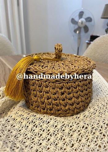 Sarı Püsküllü Örgü Saklama Kutusu - Görsel 5