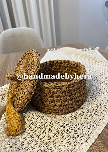 Sarı Püsküllü Örgü Saklama Kutusu - Görsel 2