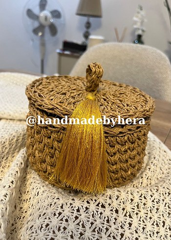 Sarı Püsküllü Örgü Saklama Kutusu - Görsel 3