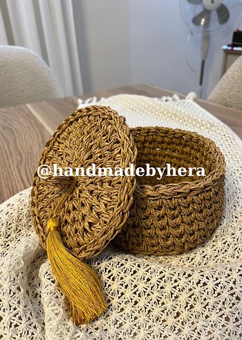 Sarı Püsküllü Örgü Saklama Kutusu - Görsel 4