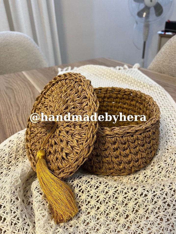 Sarı Püsküllü Örgü Saklama Kutusu - Görsel 4