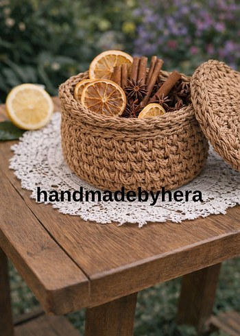 El Yapımı Kahverengi Saklama Sepeti - Görsel 3