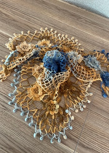 Çiçek Detaylı Çok Renkli Bohem Örgü Şal - Görsel 3