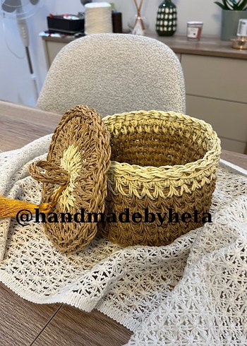 El Yapımı Kahverengi Sepet Saklama Kutusu - Görsel 3