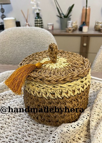 El Yapımı Kahverengi Sepet Saklama Kutusu - Görsel 4