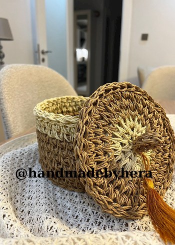 El Yapımı Kahverengi Sepet Saklama Kutusu - Görsel 2