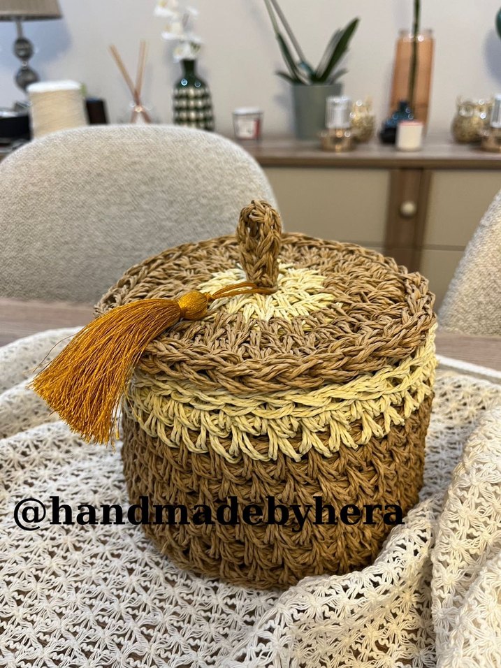 El Yapımı Kahverengi Sepet Saklama Kutusu - Görsel 4