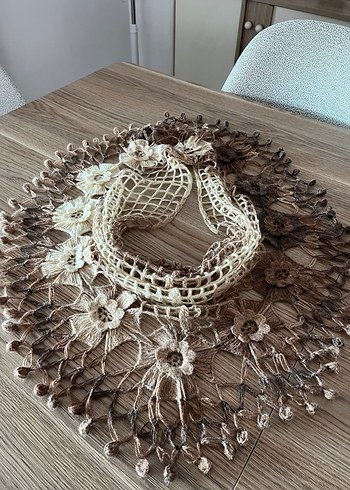 Dantel Detaylı Bohem Kadın Örgü Şal - Görsel 2