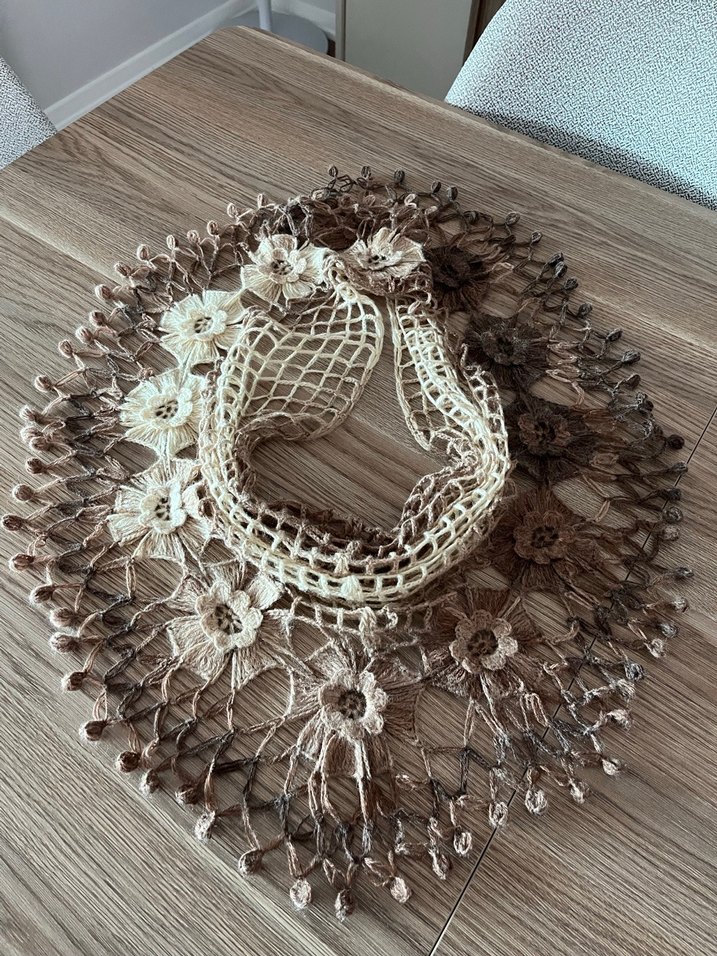 Dantel Detaylı Bohem Kadın Örgü Şal - Görsel 3