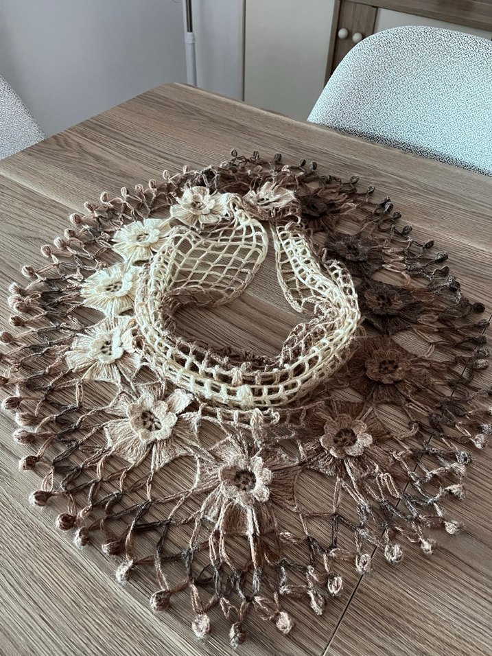 Dantel Detaylı Bohem Kadın Örgü Şal - Görsel 2