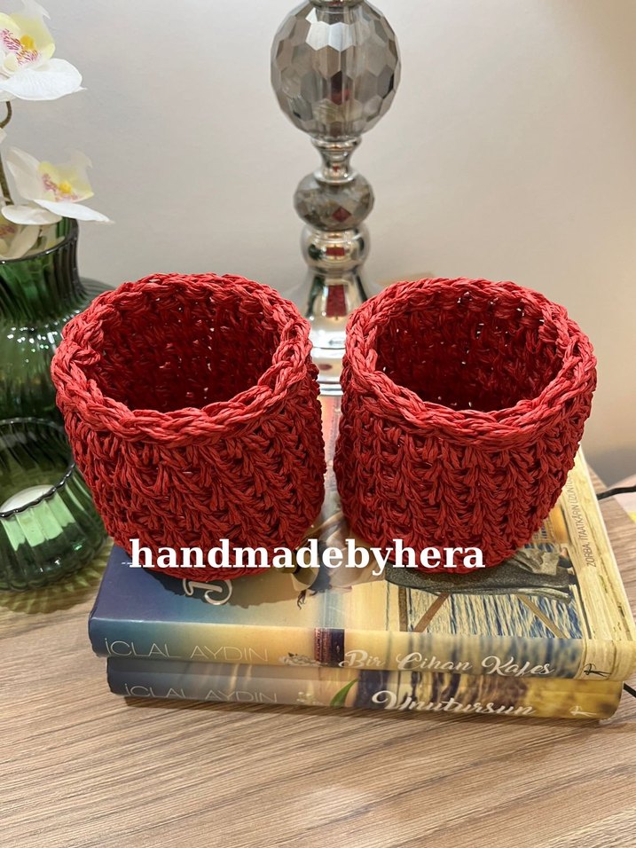 El Örgüsü Kırmızı Sepet Seti - Görsel 2