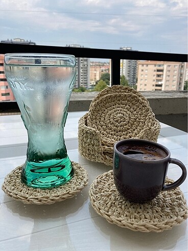 Çay tabağı # fincan # bardak altlığı kağıt ip ile örülmüştür