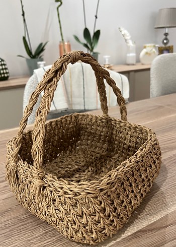 Ikea Örgü Bohem saç örgü saplı kare sepet