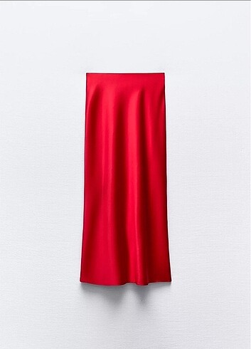 Zara kırmızı saten etek