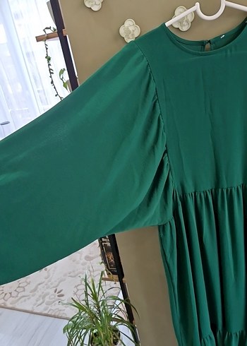 Uzun Yeşil Salaş Elbise - Görsel 2
