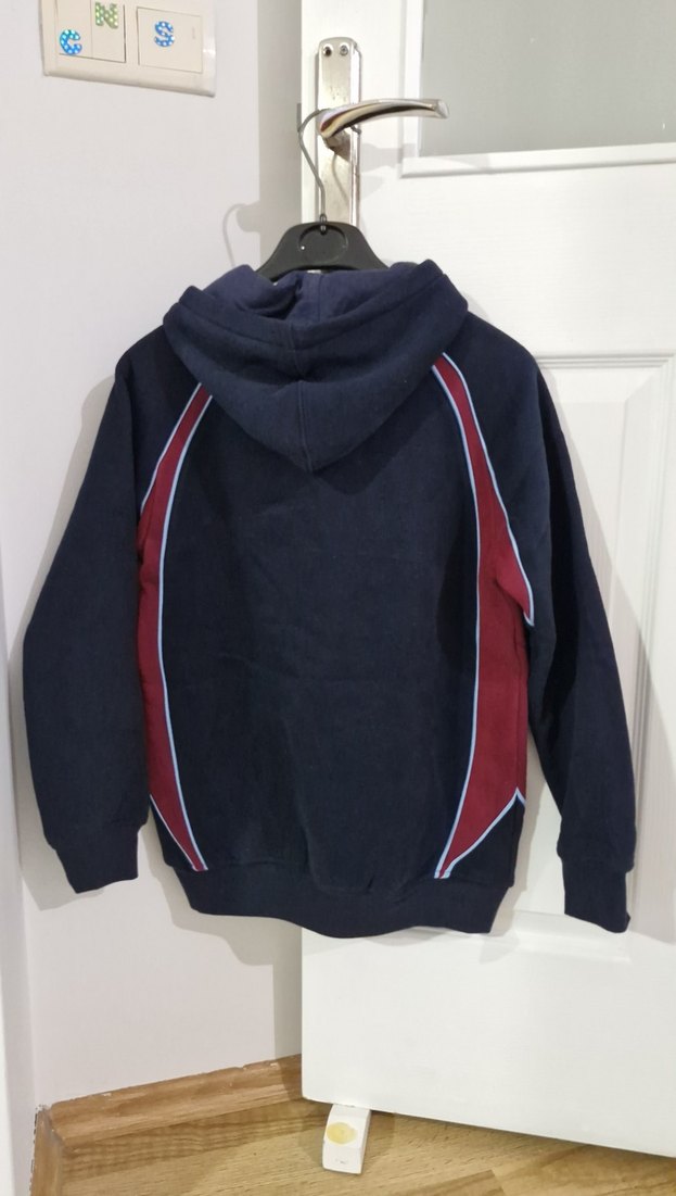 Bordo Kapüşonlu Fermuarlı Erkek çocuk Sweatshirt - Görsel 5