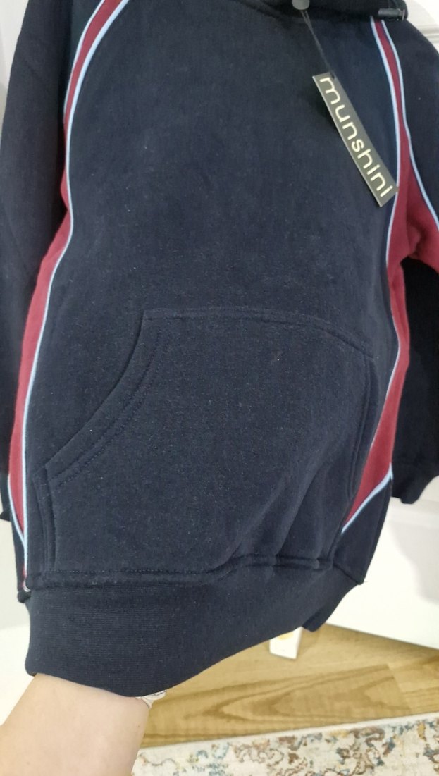 Bordo Kapüşonlu Fermuarlı Erkek çocuk Sweatshirt - Görsel 3