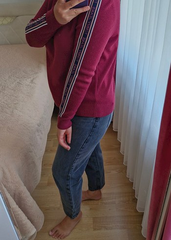 Bordo Kadın Triko Sweatshirt - Görsel 5