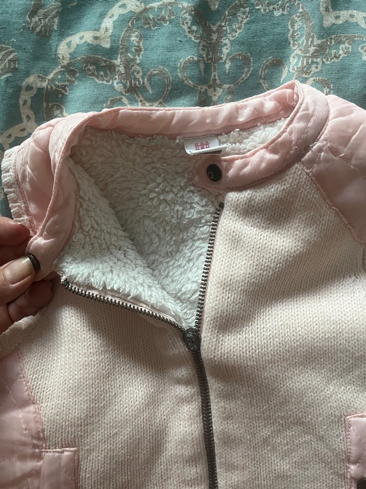 Kız Çocuk Pudra Triko Yelek - Görsel 4