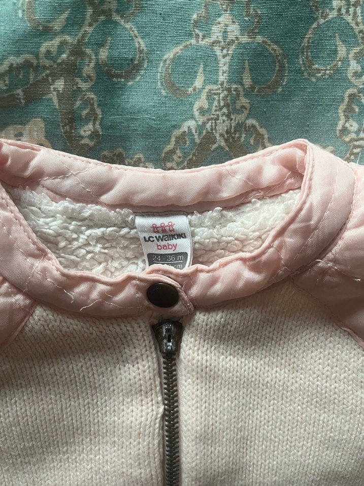 Kız Çocuk Pudra Triko Yelek - Görsel 2