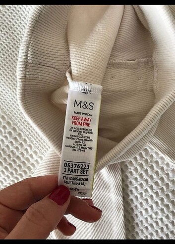 6-9 Ay Beden SIFIR M&S BEBEK ORGANİK KUMAŞ EŞOFMAN 