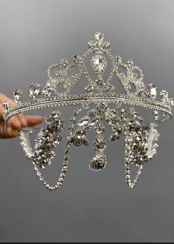 Beyaz Payetli Bohem Taç - Görsel 2