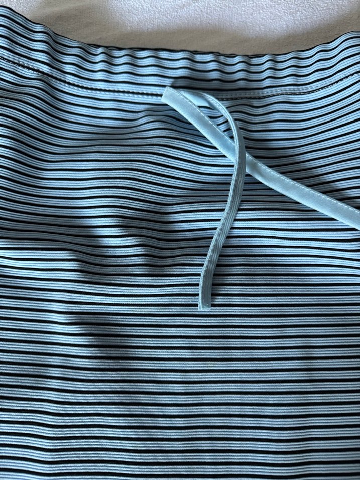 Mavi siyah Çizgili Pilili Midi etek - Görsel 4