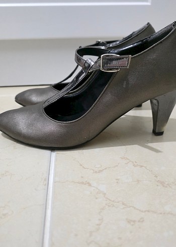 Gri Yılan Desenli Stiletto Topuklu Kadın Ayakkabı - Görsel 7